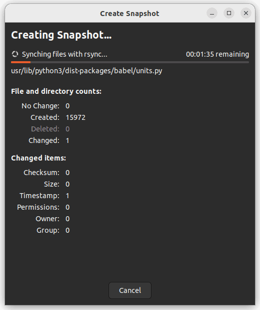 create timeshift snapshot