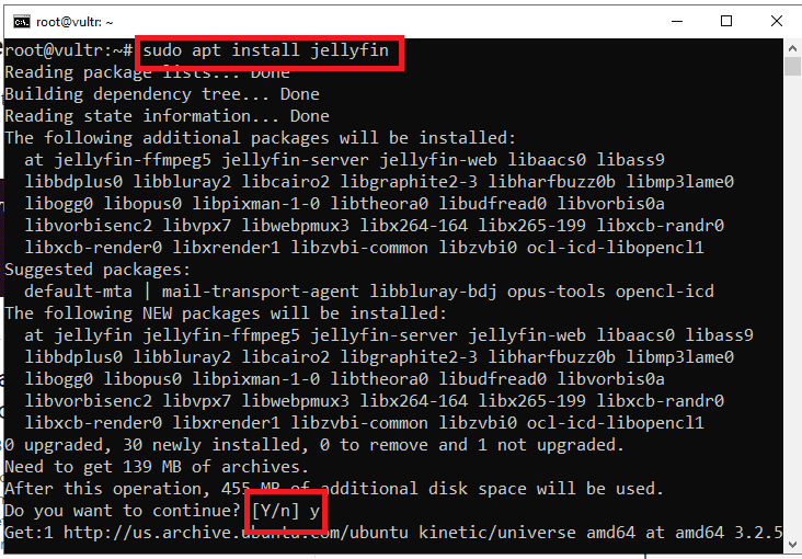 Install jellyfin using command
