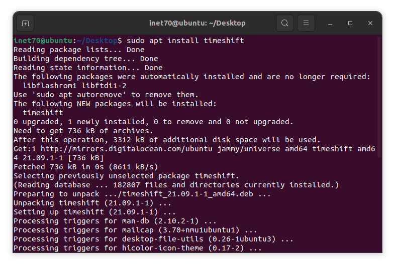 Install Timeshift in Ubuntu