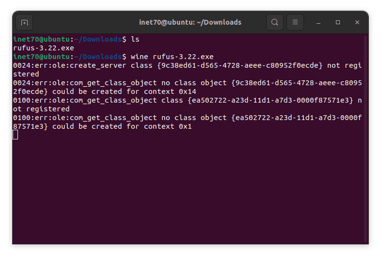 run rufus software using wine