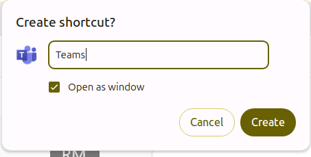Microsoft Teams desktop shortcut