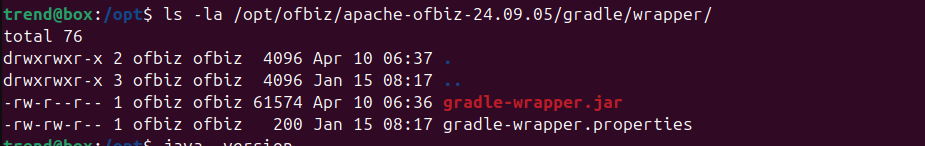 Output of Gradle Wrapper download of apache ofbiz.