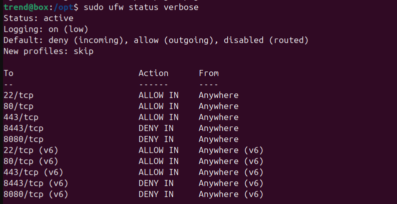 Set up UFW (Uncomplicated Firewall) to allow only necessary traffic for apache ofbiz.