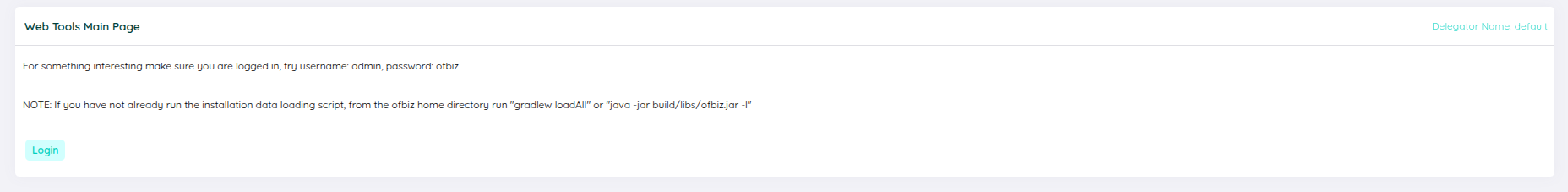 Login page of Apche Ofbiz.