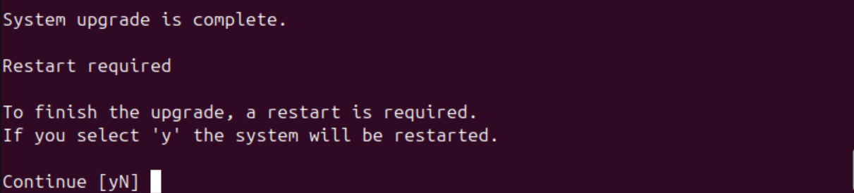 System upgrade is complete in ubuntu.