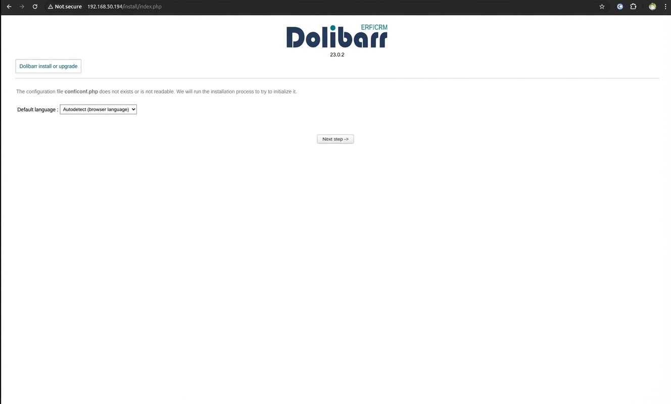 Home page of Dolibarr.