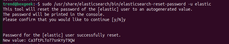during installation of ELK Stack password of elastic.