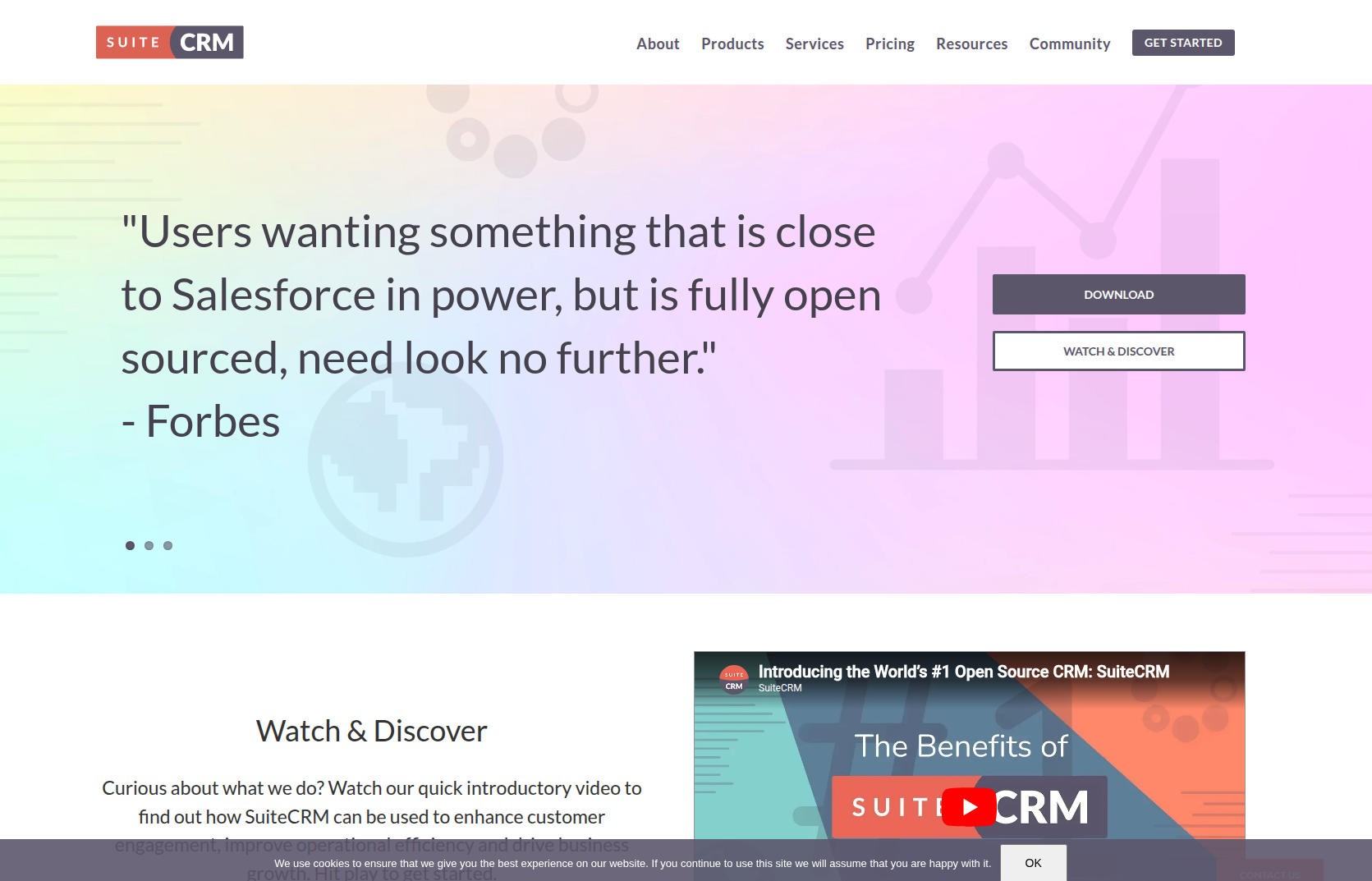 Suite CRM's home page.