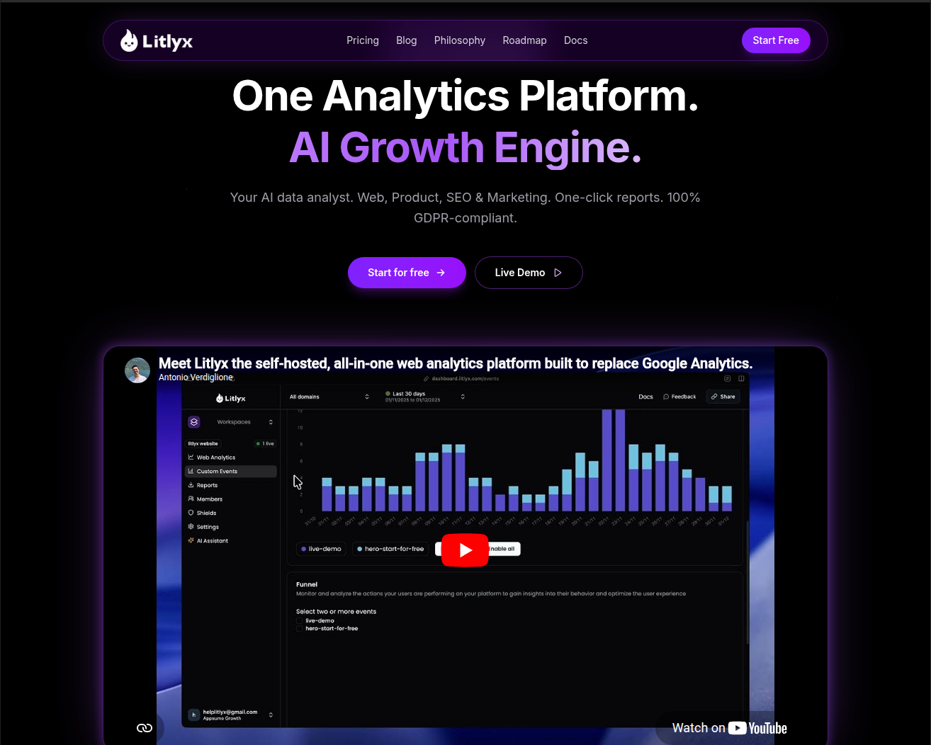 Litlyx's Home Page Image.