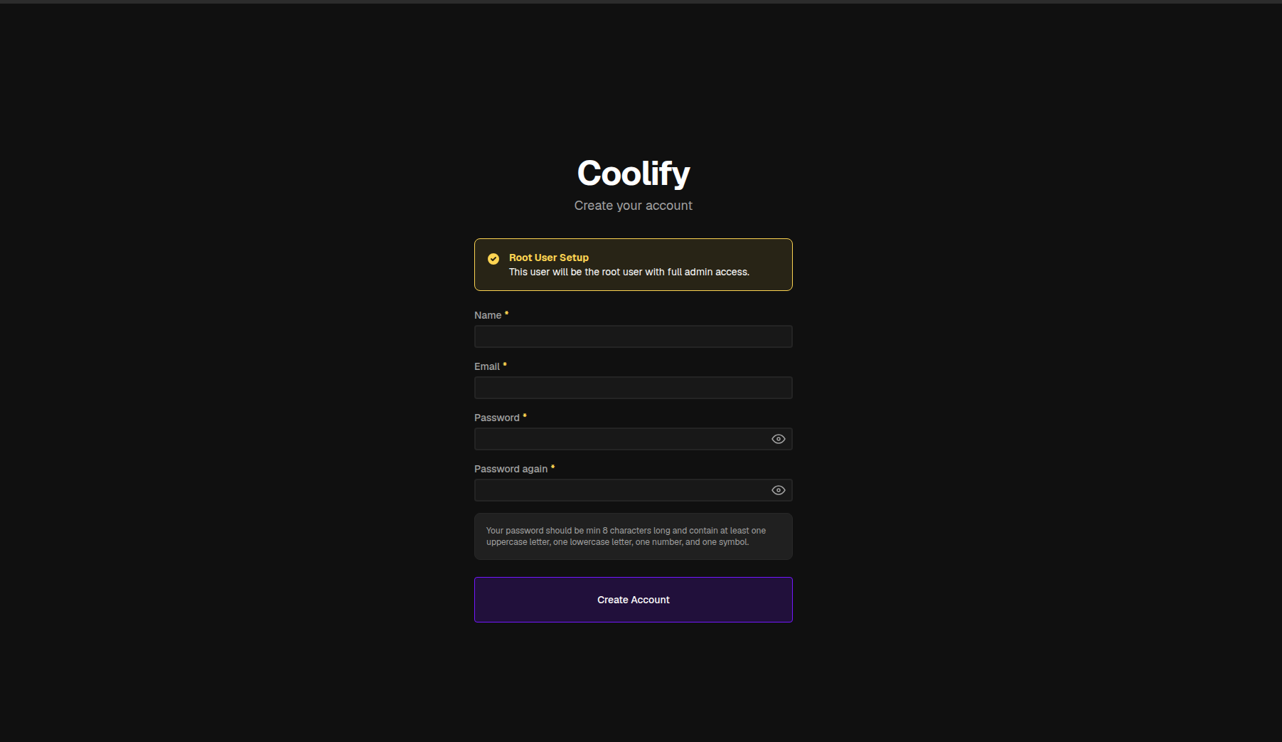 Home page of Coolify.