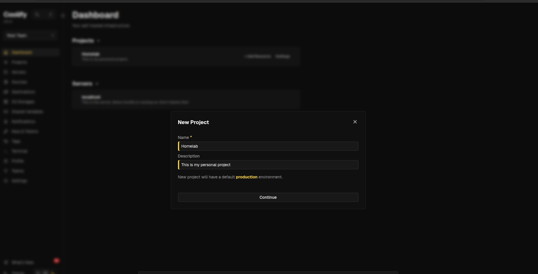 Set up homelab using Coolify.