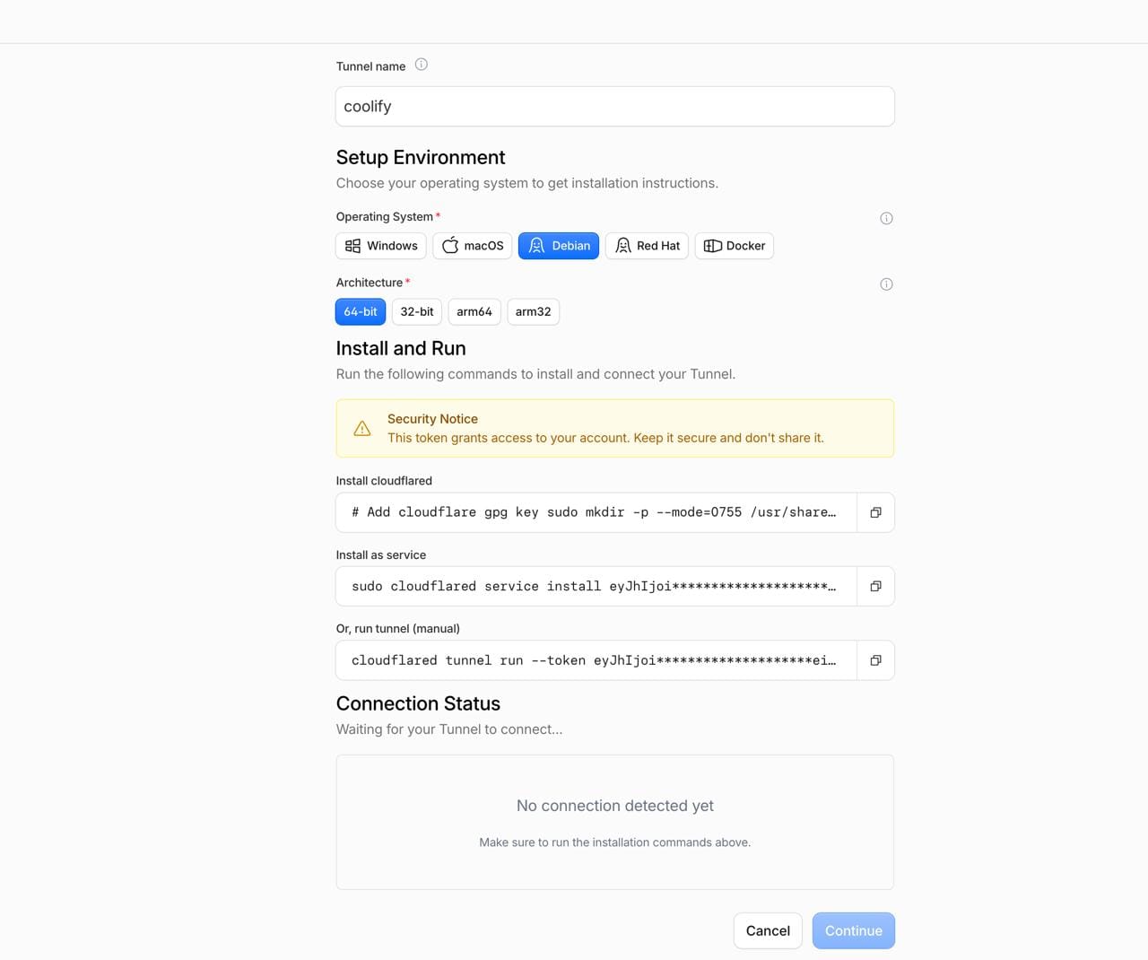 Cloudflare Tunnel for coolify.