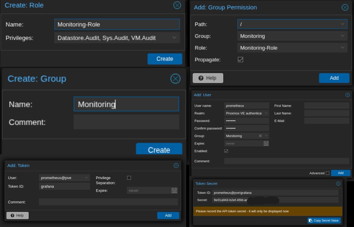 Proxmox API token