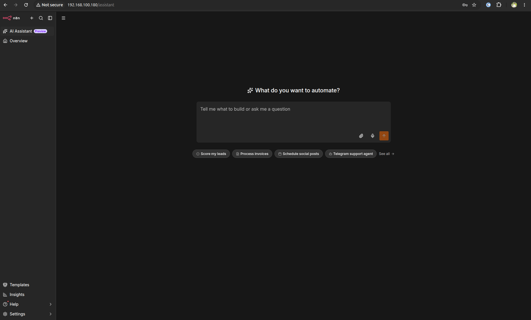 AI Sandbox Setup home page in browser.
