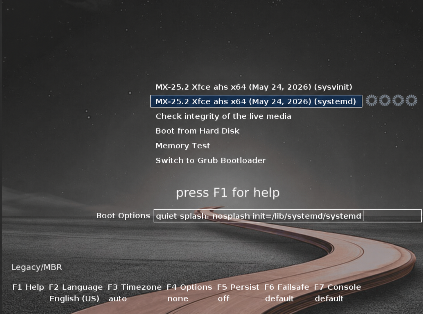Seclect sysvinit or systemd for MX Linux AHS installation.