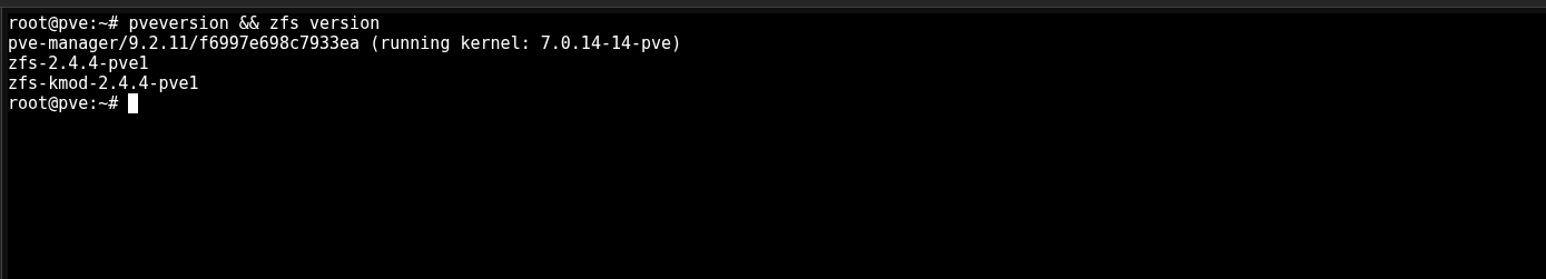 check zfs version.