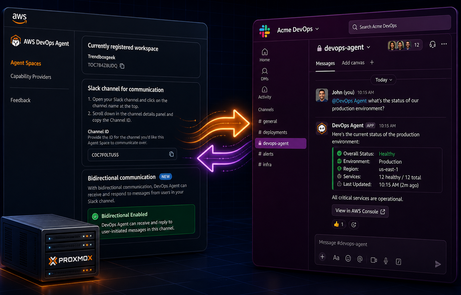 AWS DevOps Agent Bidirectional Slack Setup on On-Prem Server